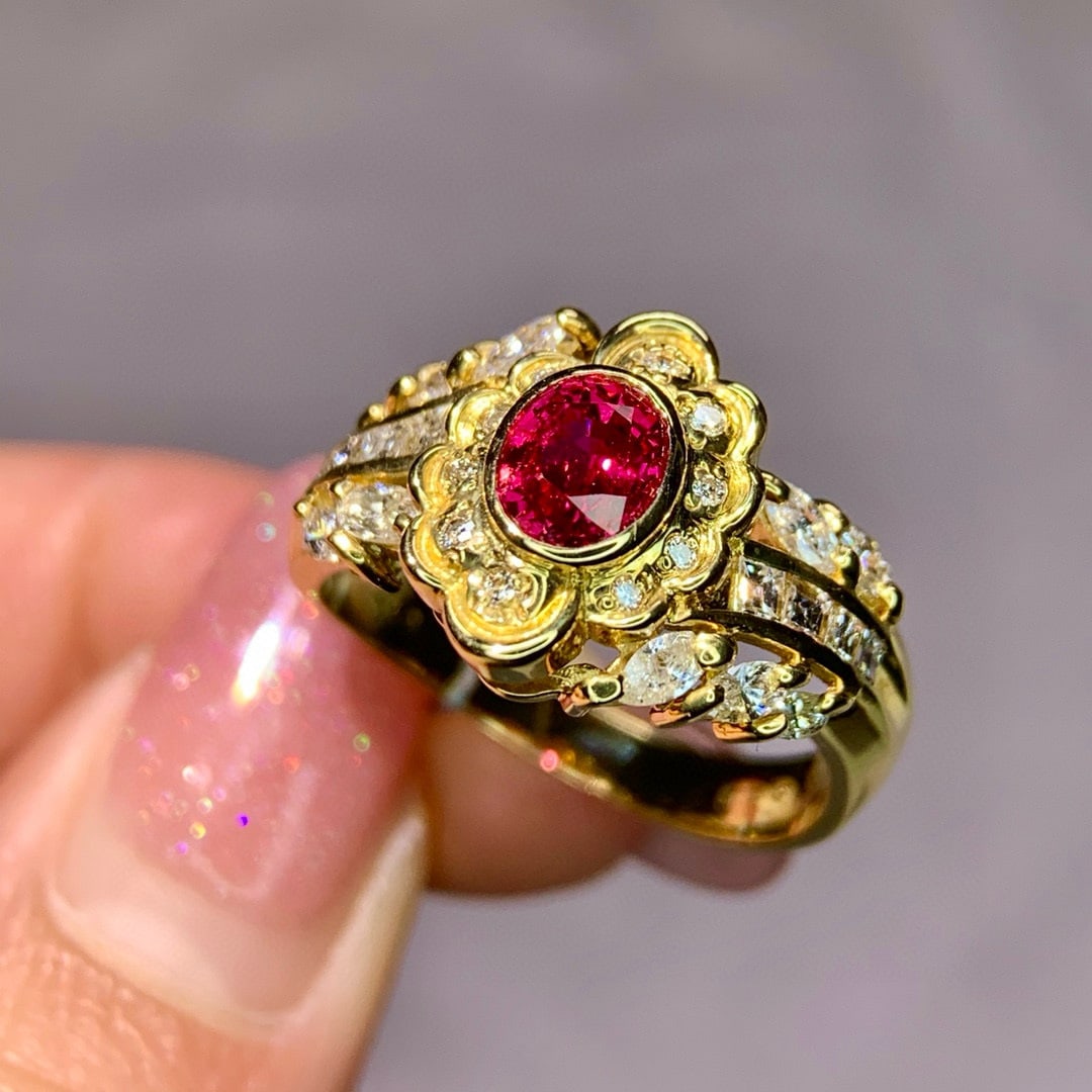 14k Gold 1.43 Ctw Natural Ruby & Diamond Ring - 3