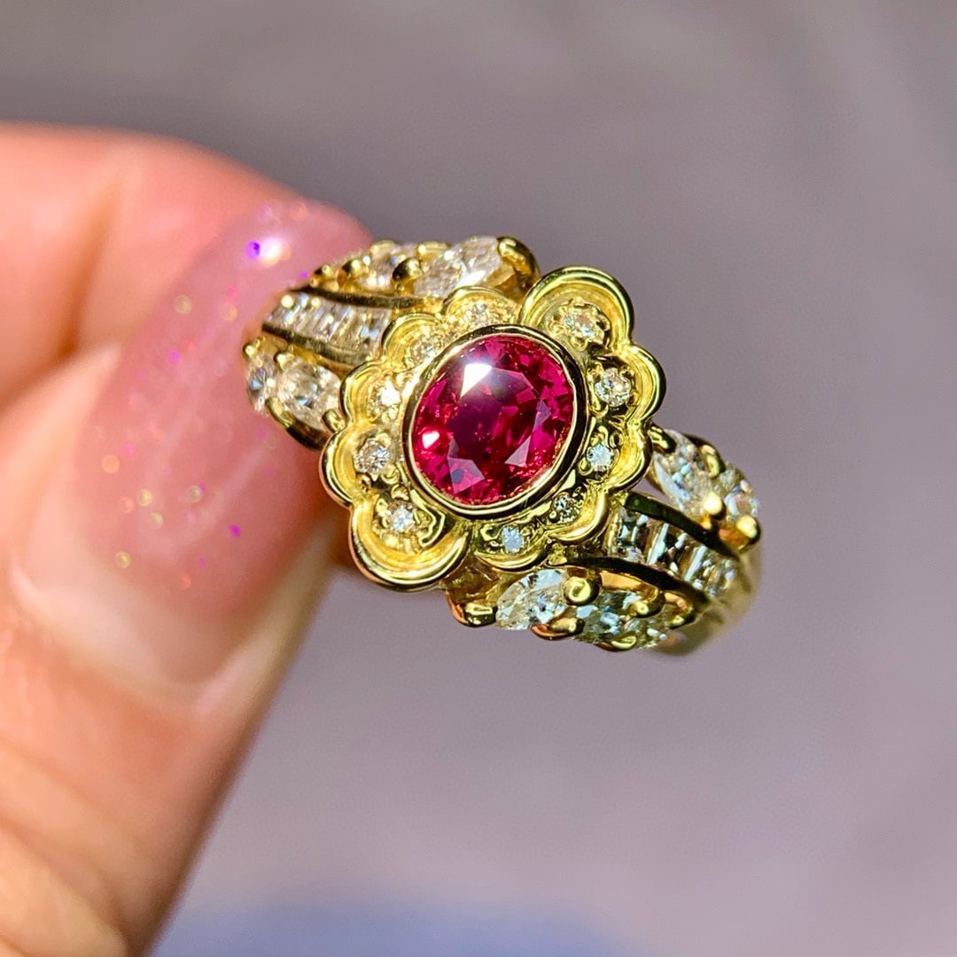 14k Gold 1.43 Ctw Natural Ruby & Diamond Ring - 4