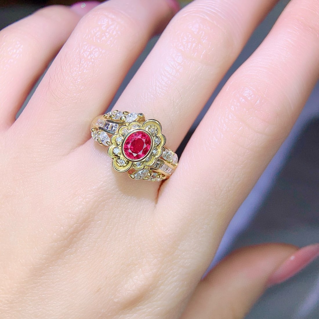 14k Gold 1.43 Ctw Natural Ruby & Diamond Ring - 5