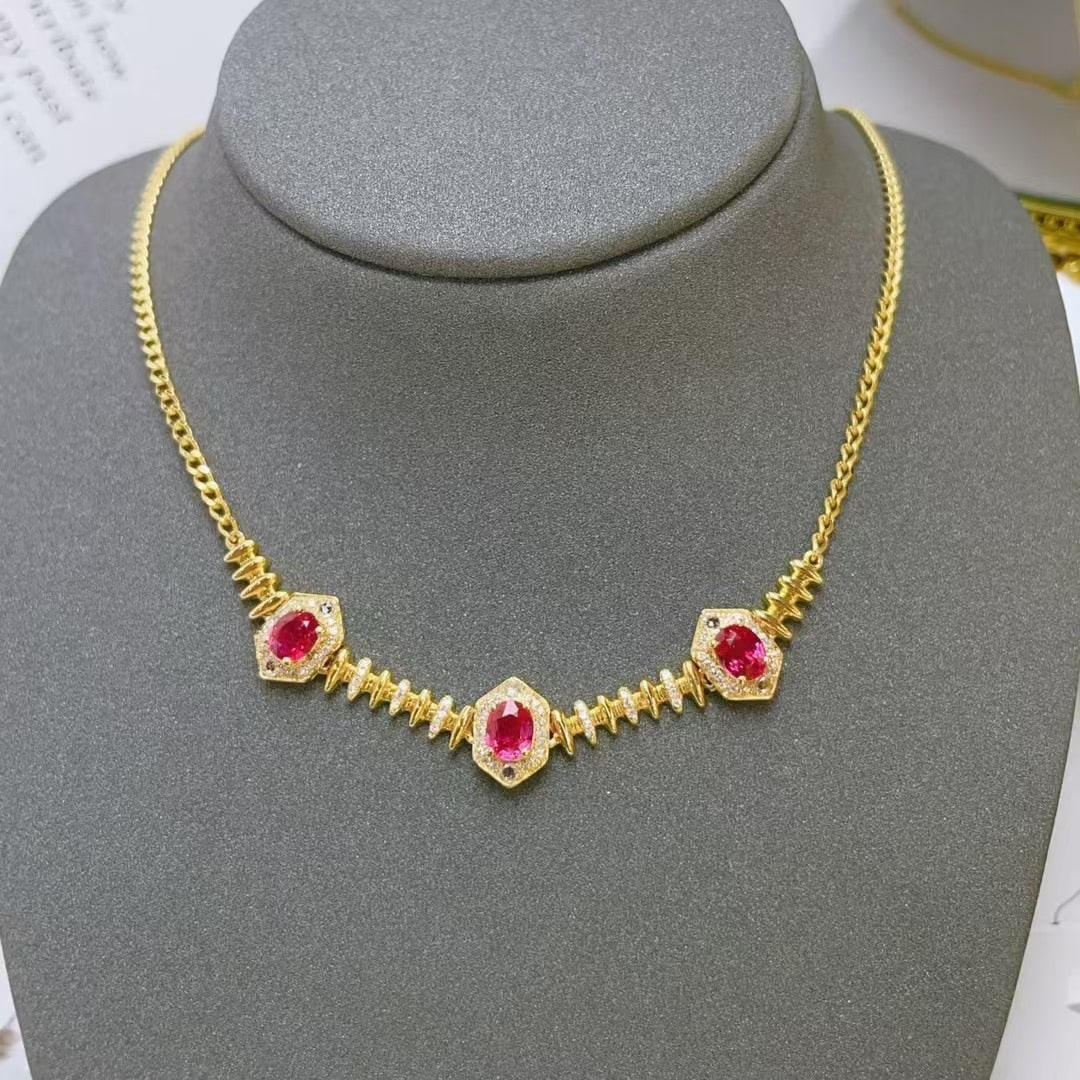 14k Gold 1.62 Ctw Natural Ruby & Diamond Necklace (1 of 4)