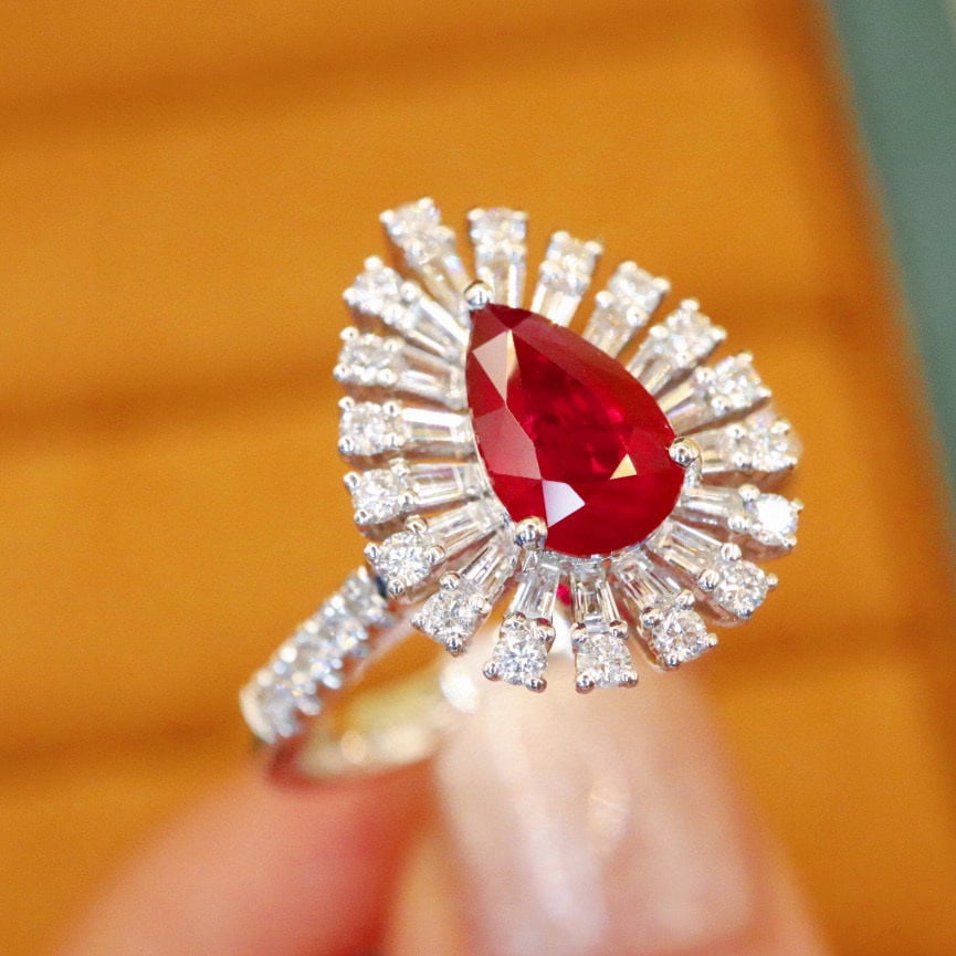 14k Gold 1.65 Ctw Natural Ruby & Diamond Ring/pendant( Without Chain ) - 2