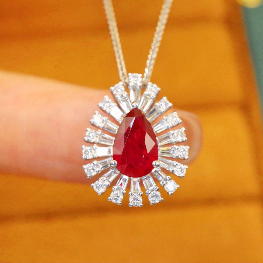 14k Gold 1.65 Ctw Natural Ruby & Diamond Ring/pendant( Without Chain ) - 4