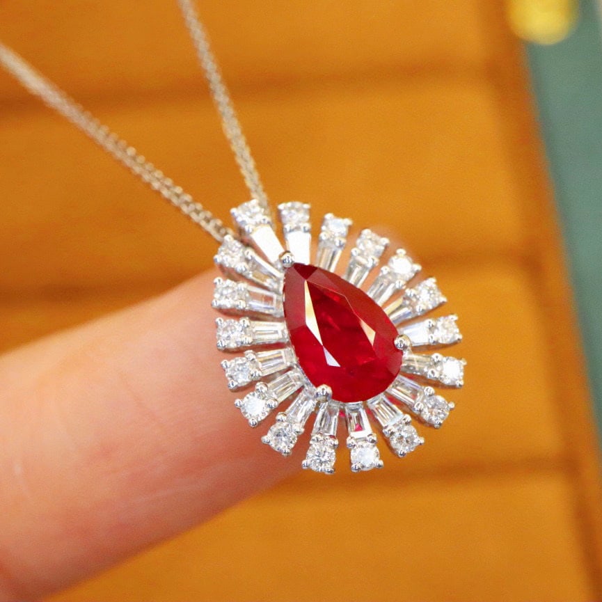 14k Gold 1.65 Ctw Natural Ruby & Diamond Ring/pendant( Without Chain ) - 5