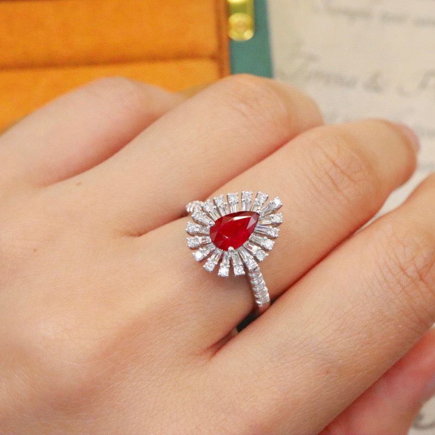 14k Gold 1.65 Ctw Natural Ruby & Diamond Ring/pendant( Without Chain ) - 7