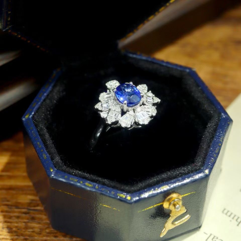 14k Gold 1.38 Ctw Natural Sapphire & Diamond Ring - 3