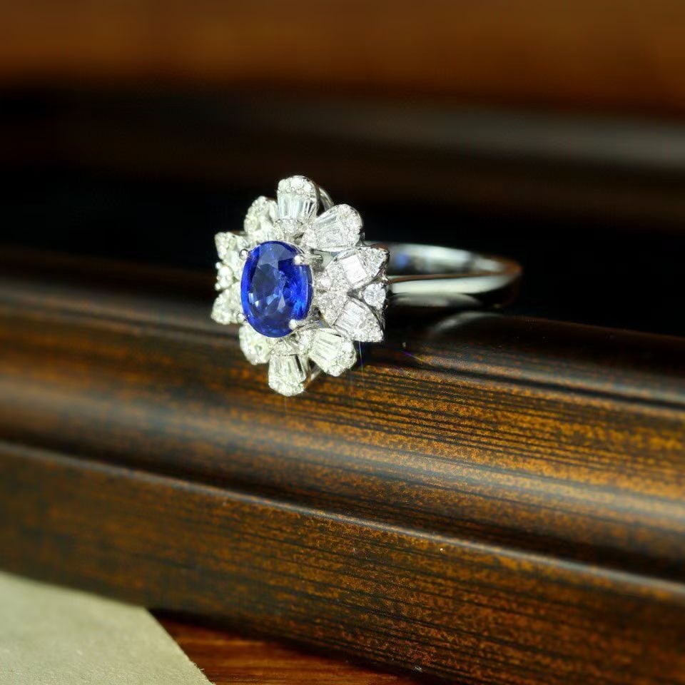 14k Gold 1.38 Ctw Natural Sapphire & Diamond Ring - 4