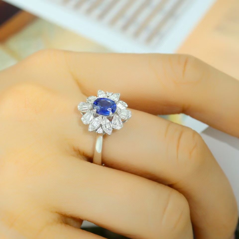 14k Gold 1.38 Ctw Natural Sapphire & Diamond Ring - 6