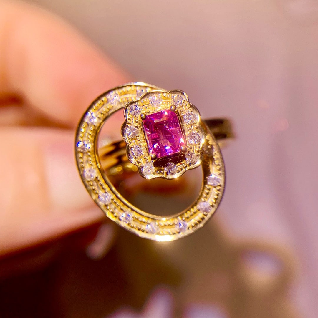 14k Gold 0.56 Ctw Natural Sapphire & Diamond Ring - 2