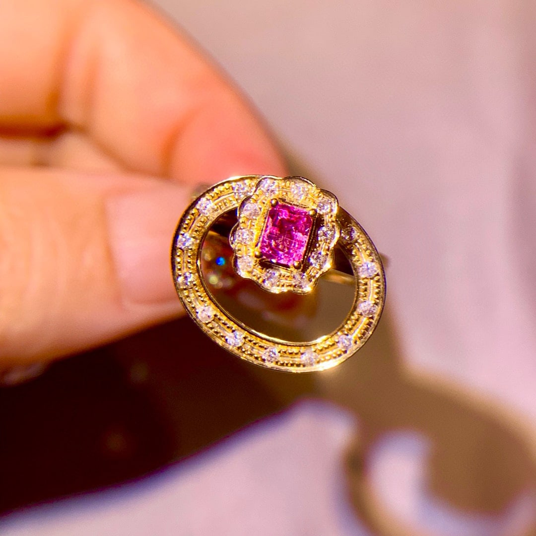 14k Gold 0.56 Ctw Natural Sapphire & Diamond Ring - 3