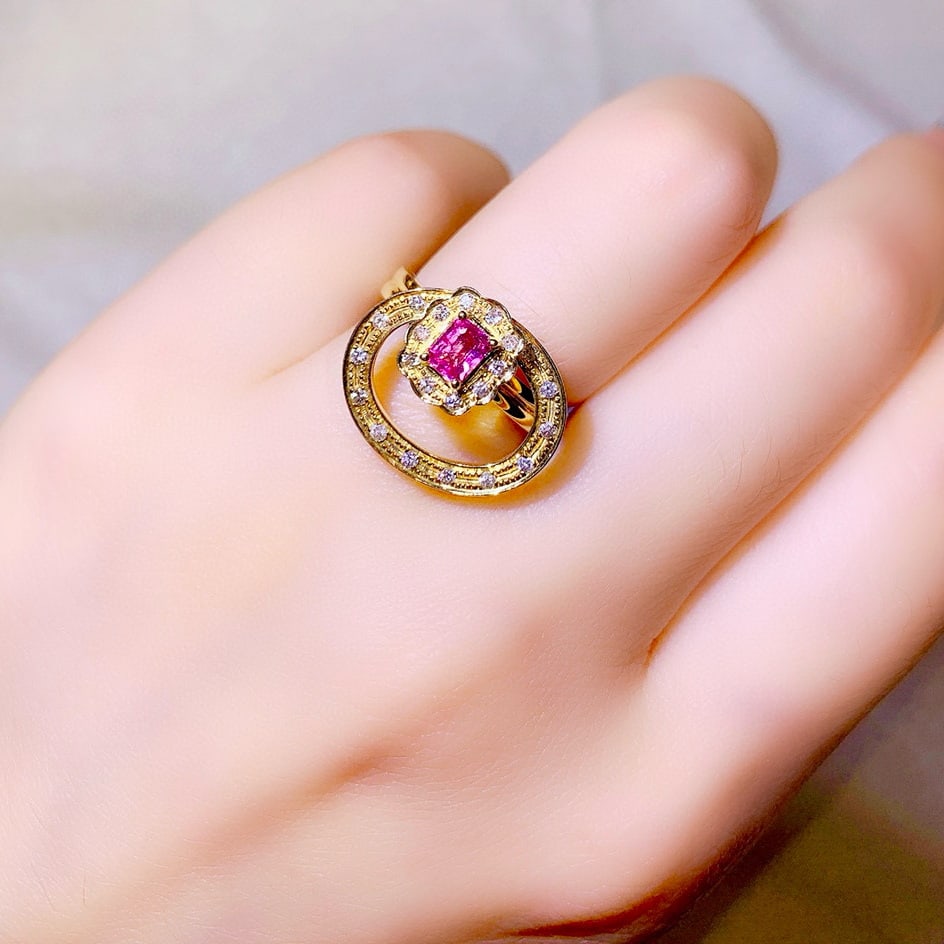 14k Gold 0.56 Ctw Natural Sapphire & Diamond Ring - 4