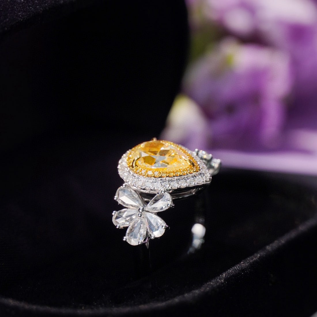 14k Gold 3.17 Ctw Natural Yellow Diamond & Diamond Ring - 2