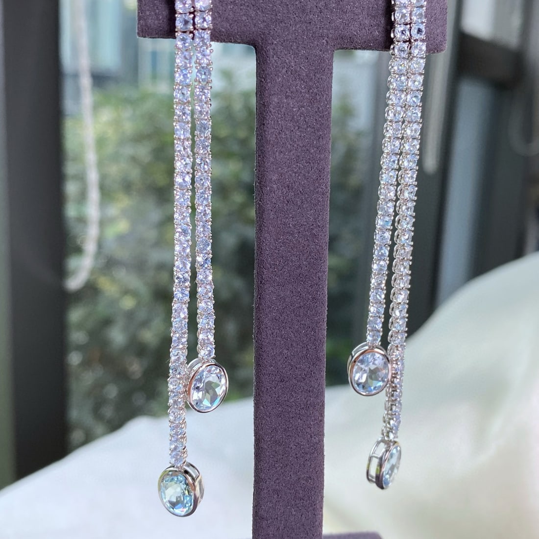 14k Gold 10.04 Ctw Natural Aquamarine & Topaz Earrings - 3