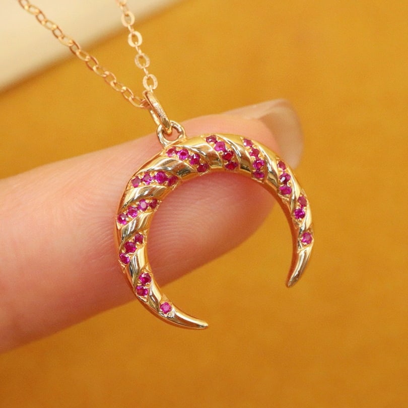 14k Gold 0.2 Ct Natural Ruby Pendant( Without Chain ) - 2