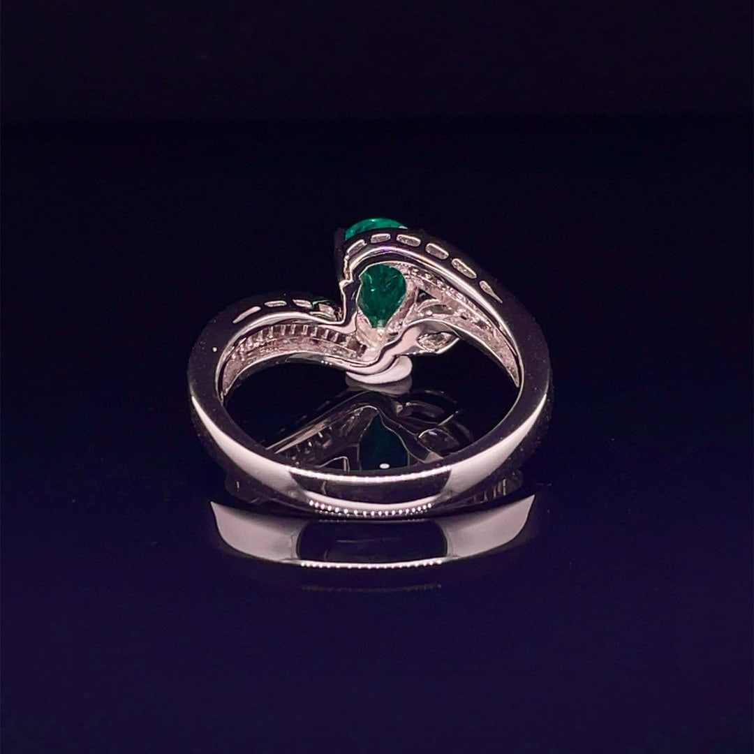 14k Gold 1.09 Ctw Vivid Green Natural Emerald & Diamond Ring - 3