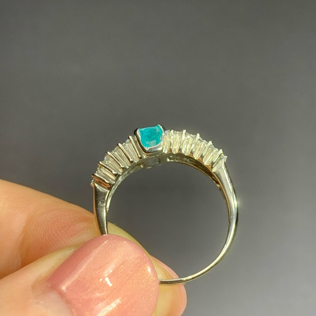 14k Gold 1.47 Ctw Natural Paraiba Tourmaline & Diamond Ring - 3