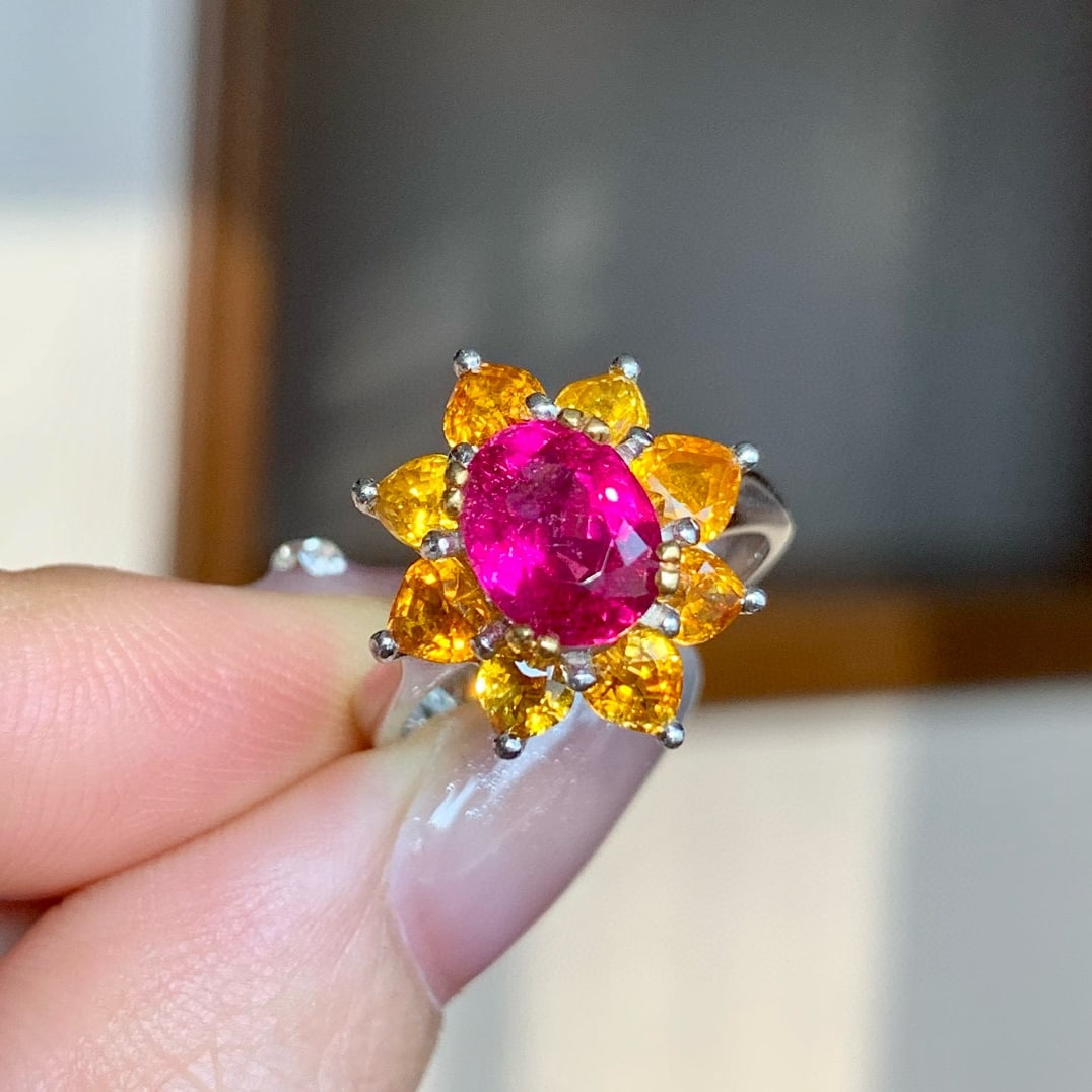 14k Gold 1.65 Ct Natural Tourmaline Ring: Ref:230992167 // gold content:14k gold // ring size:7. 25us // // main gemstone:tourmaline // shape:oval // carat weight:1. 65ct // color:red // treatment:natural // Condition: New Low Estimate: