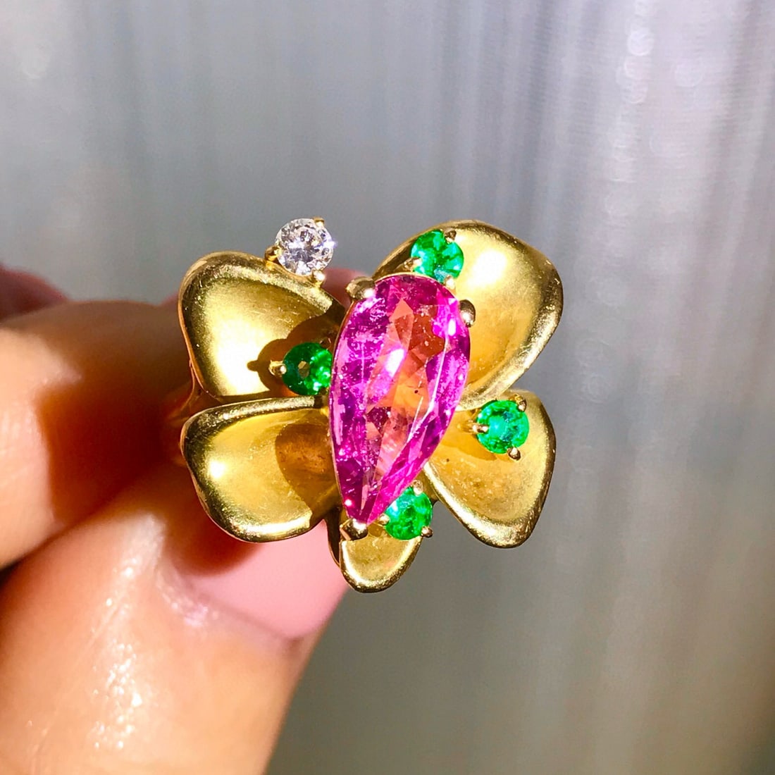 14k Gold 1.77 Ctw Natural Tourmaline & Emerald Ring - 3