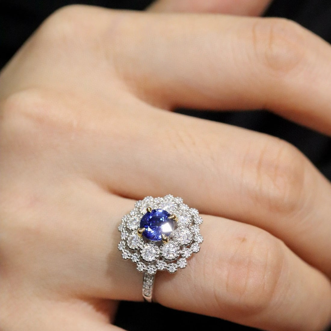 14k Gold 1.11 Ctw Natural Sapphire & Diamond Ring - 2