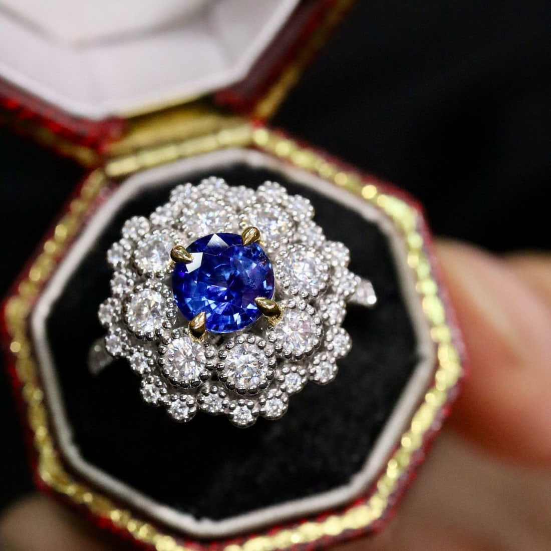 14k Gold 1.11 Ctw Natural Sapphire & Diamond Ring - 3