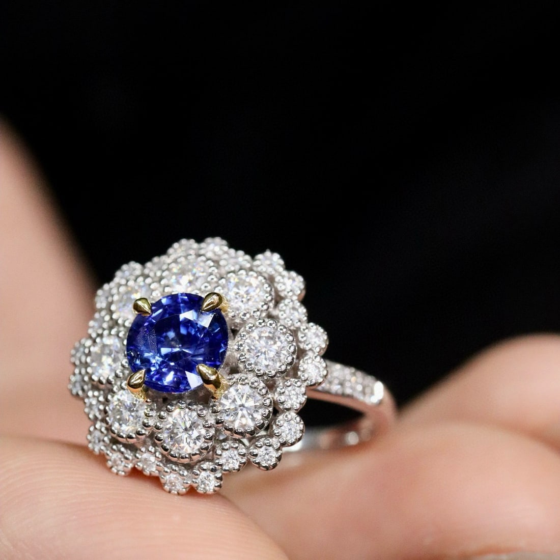 14k Gold 1.11 Ctw Natural Sapphire & Diamond Ring - 5