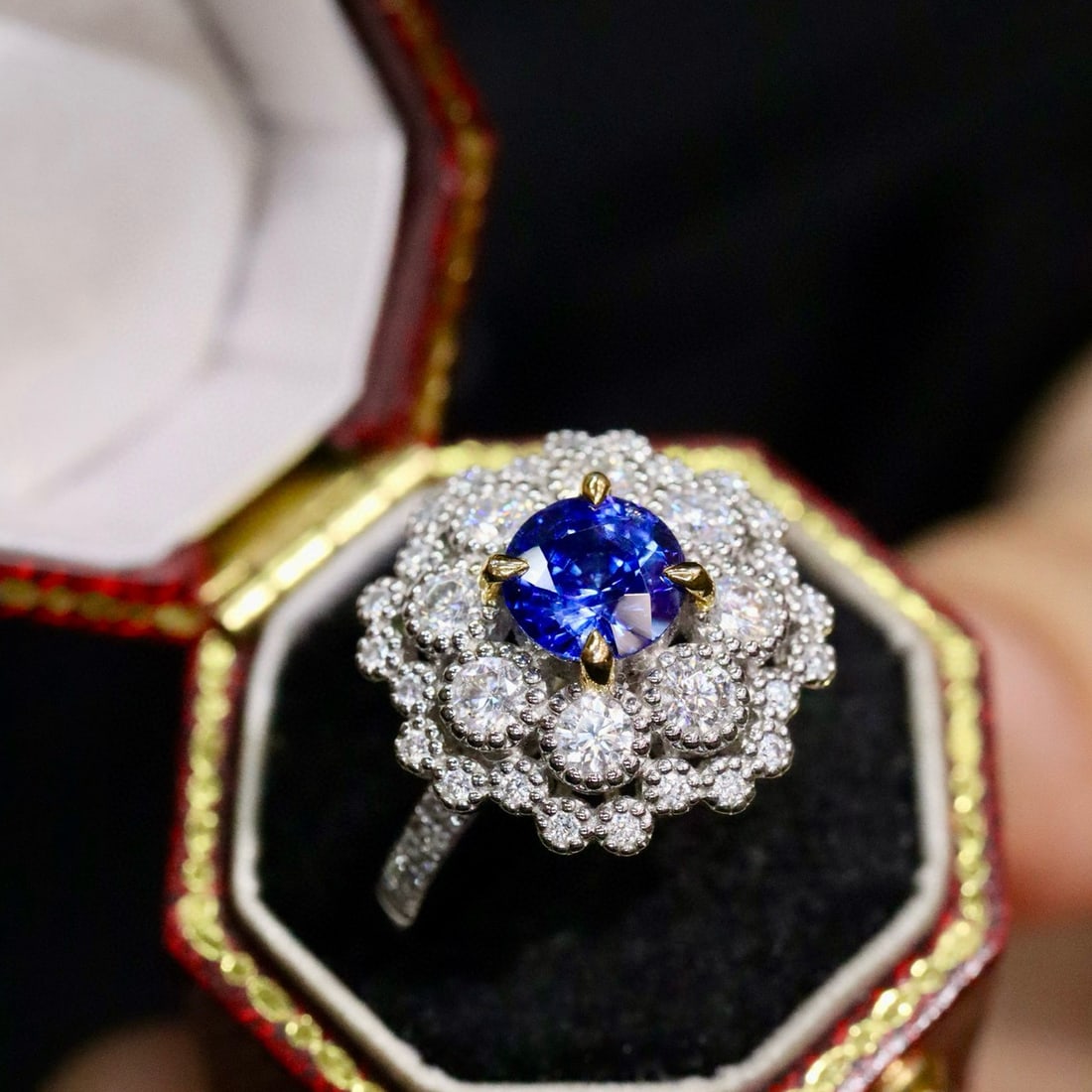 14k Gold 1.11 Ctw Natural Sapphire & Diamond Ring - 6