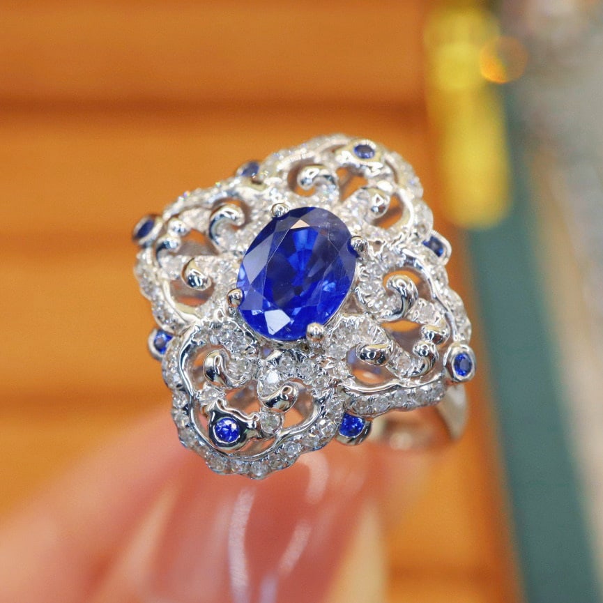 14k Gold 1.19 Ctw Natural Sapphire & Sapphire Ring - 3