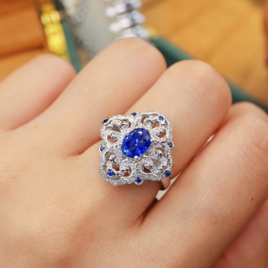 14k Gold 1.19 Ctw Natural Sapphire & Sapphire Ring - 5