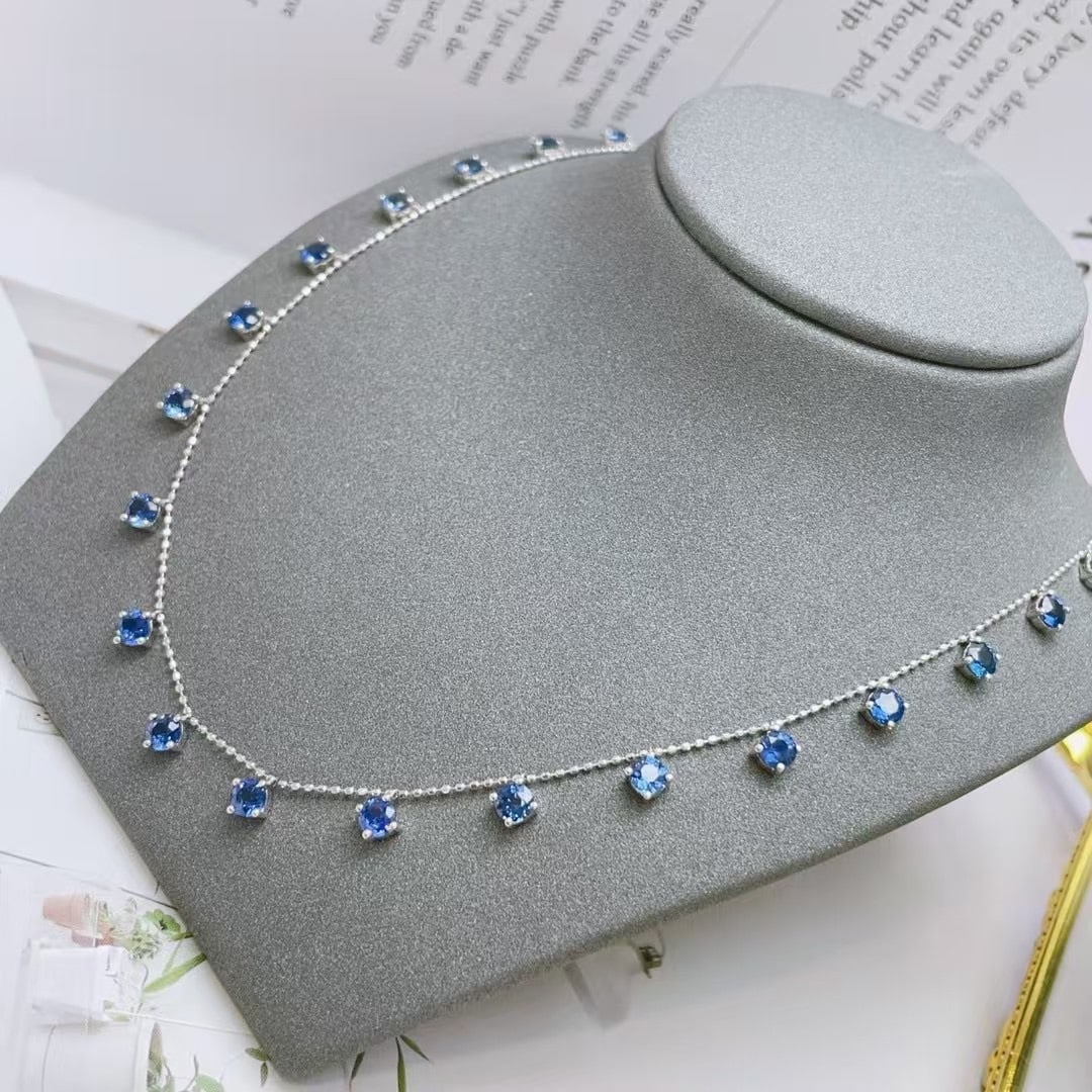 14k Gold 5.33 Ct Natural Sapphire Necklace - 3
