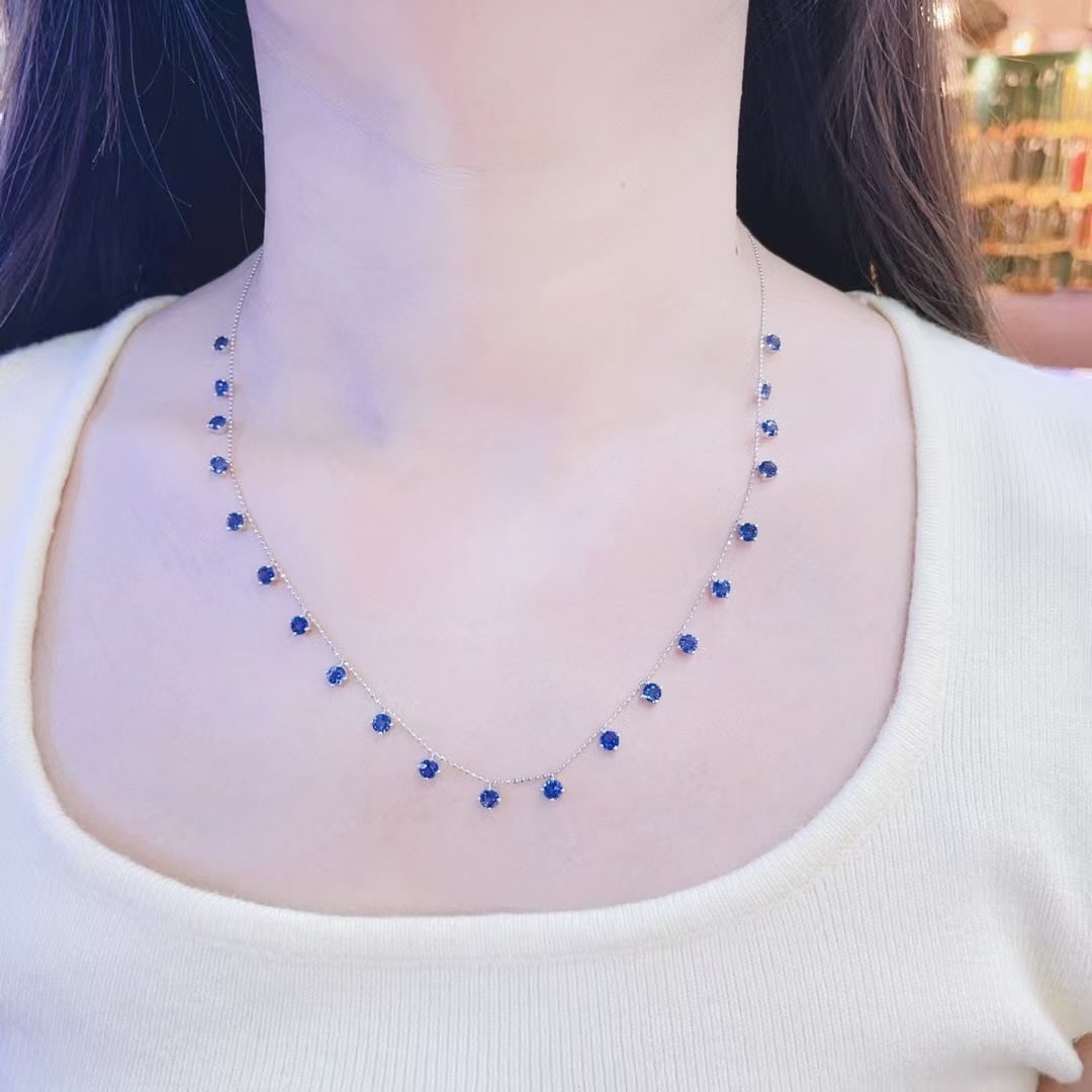 14k Gold 5.33 Ct Natural Sapphire Necklace - 4
