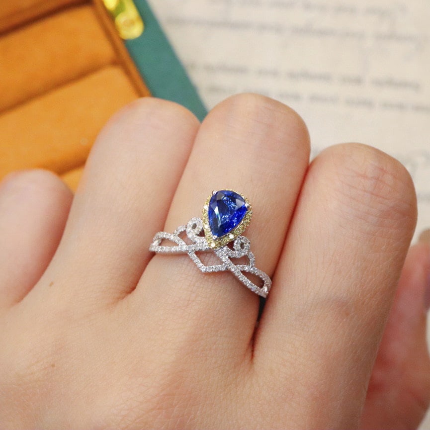 14k Gold 1.43 Ctw Natural Sapphire & Diamond Ring - 5