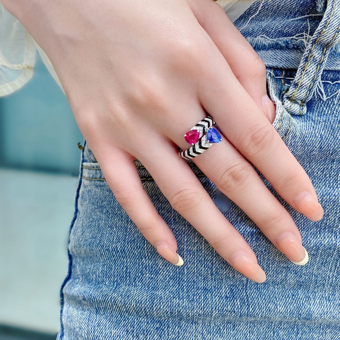 14k Gold 2.19 Ctw Natural Sapphire & Sapphire & Toi Et Moi Ring - 2