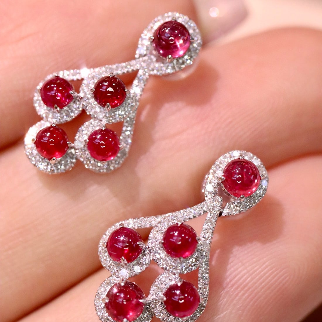 14k Gold 3.34 Ctw Natural Ruby & Diamond Earrings - 3