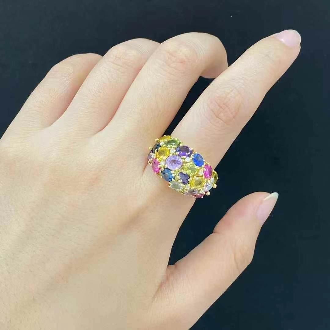 14k Gold 7.53 Ctw Natural Sapphire & Diamond Ring - 2