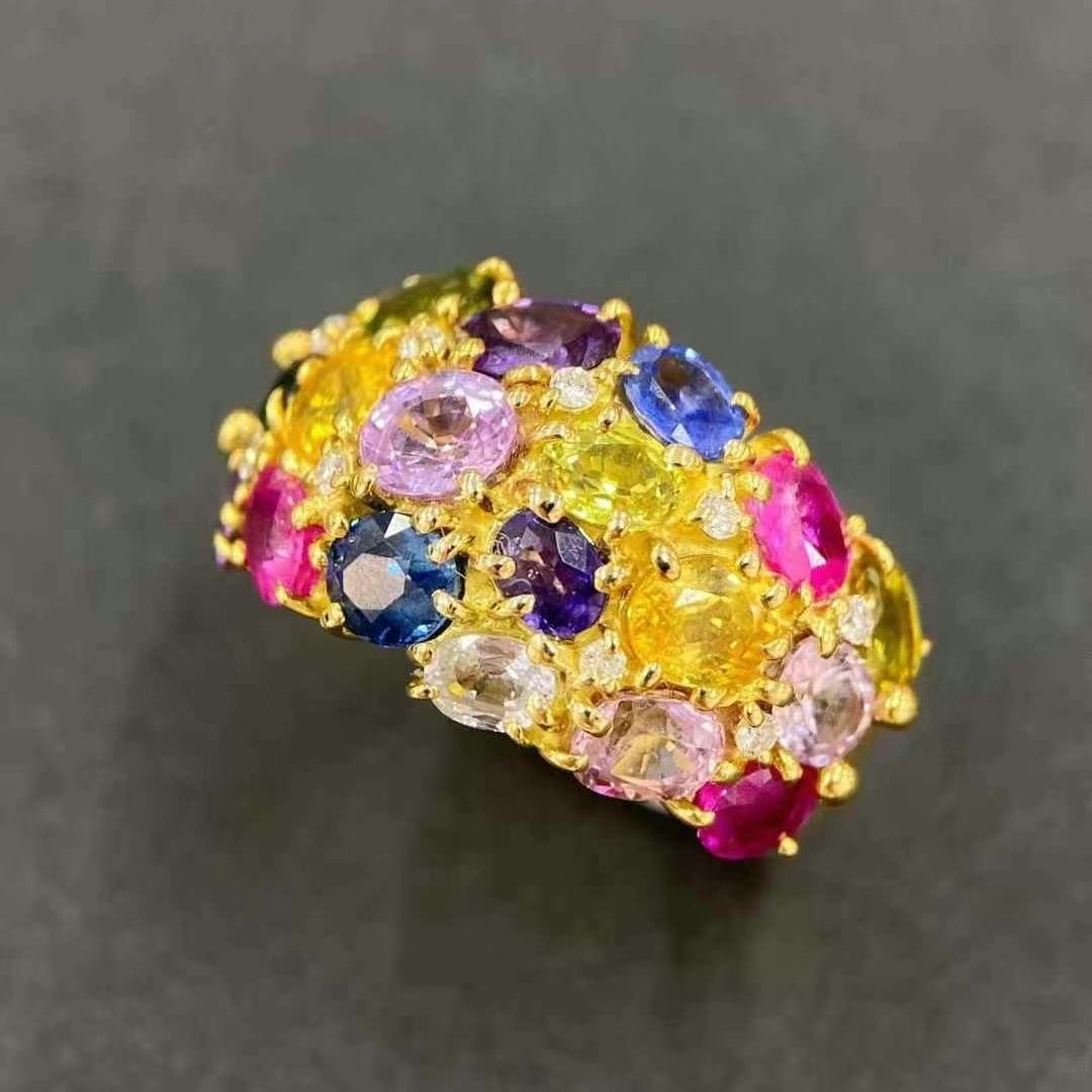 14k Gold 7.53 Ctw Natural Sapphire & Diamond Ring - 3