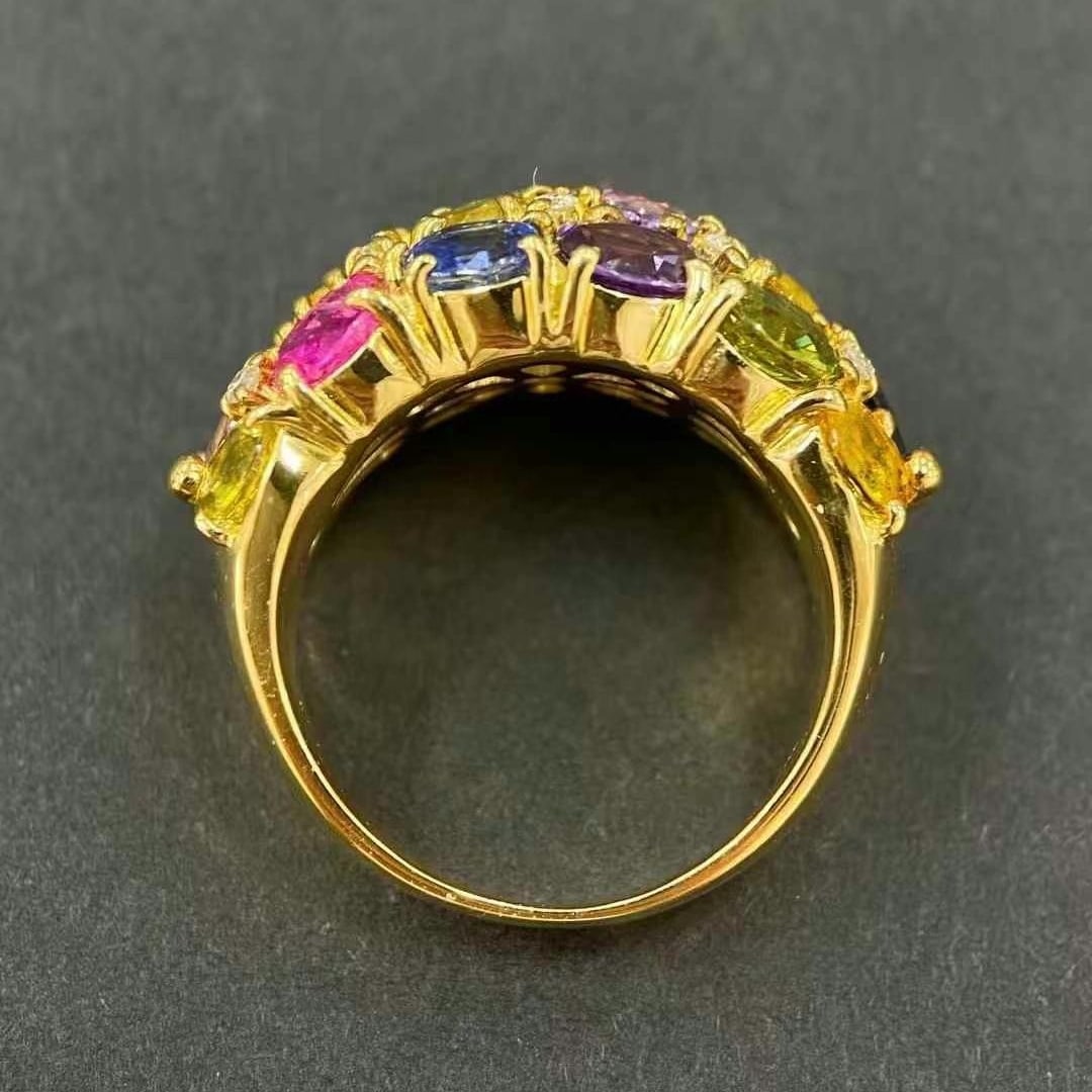 14k Gold 7.53 Ctw Natural Sapphire & Diamond Ring - 5