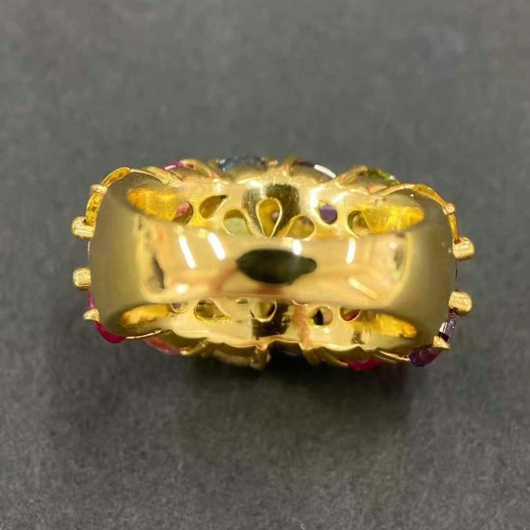 14k Gold 7.53 Ctw Natural Sapphire & Diamond Ring - 6