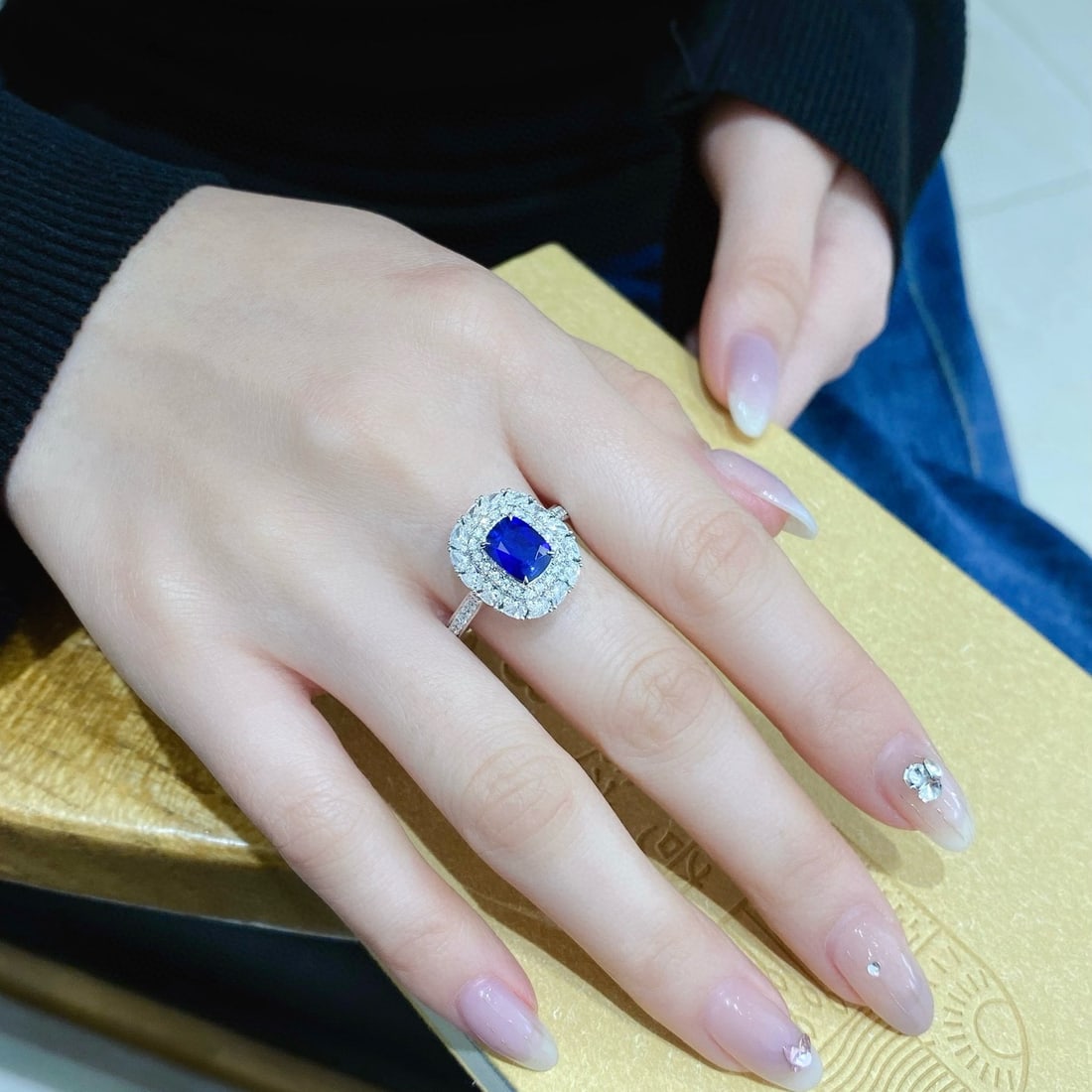 14k Gold 2.48 Ctw Natural Sapphire & Diamond Ring/pendant( Without Chain ) - 3