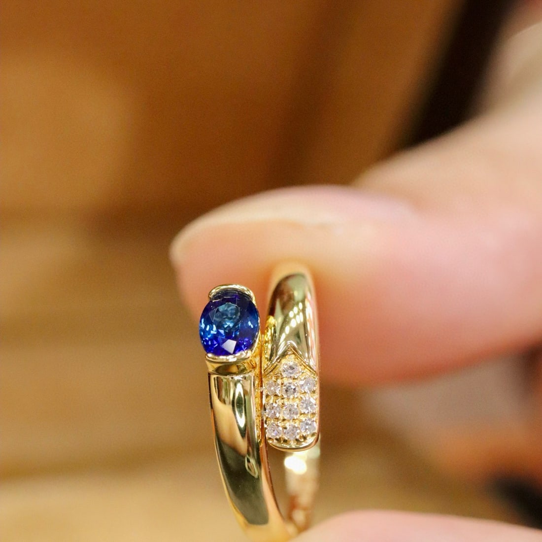 14k Gold 0.50 Ctw Natural Sapphire & Diamond Ring - 2