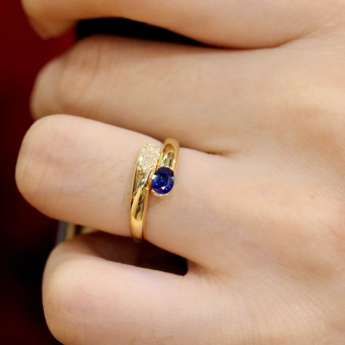 14k Gold 0.50 Ctw Natural Sapphire & Diamond Ring - 6