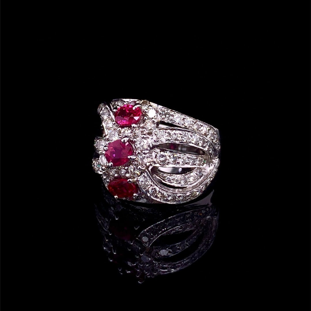 14k Gold 2.83 Ctw Natural Ruby & Diamond Ring - 2
