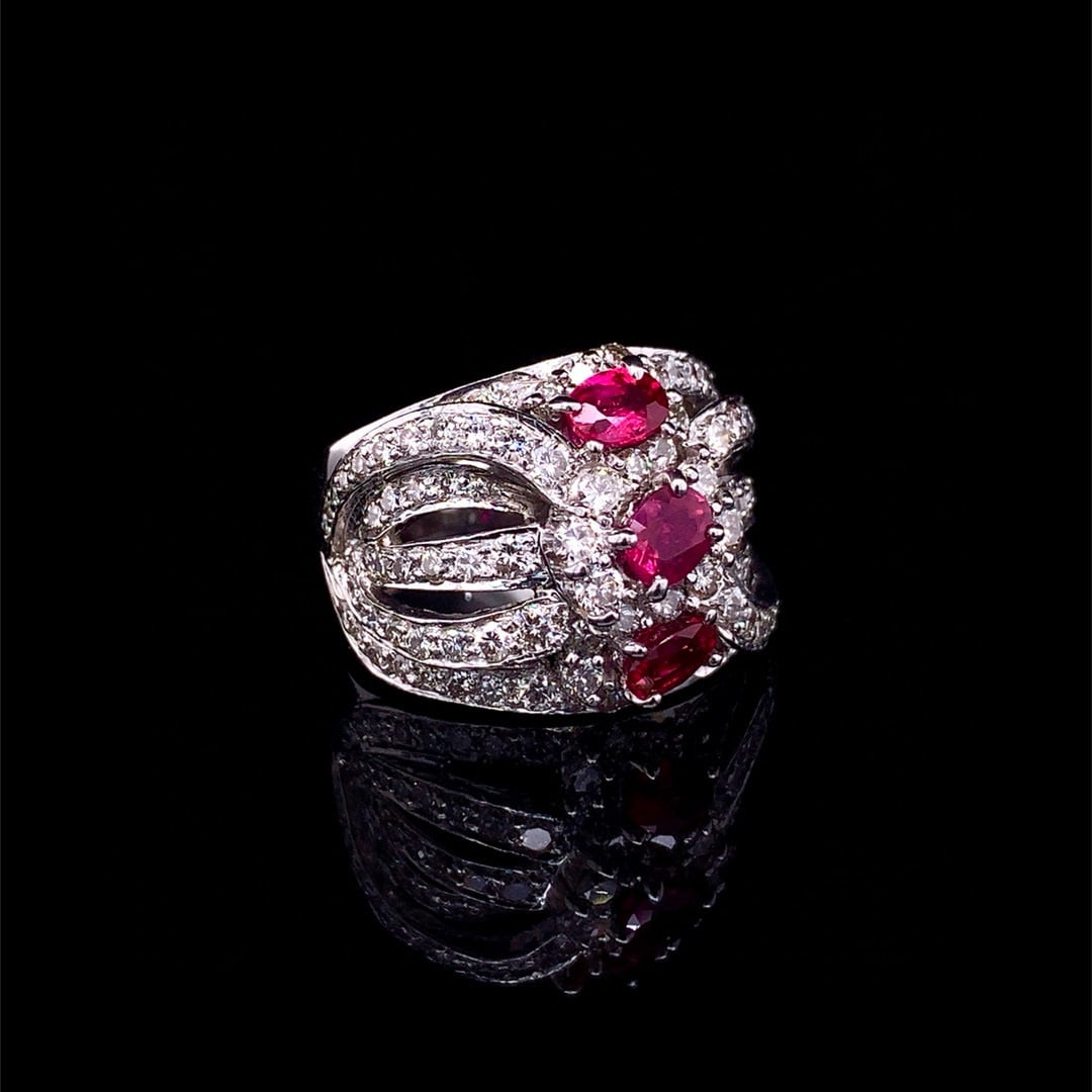 14k Gold 2.83 Ctw Natural Ruby & Diamond Ring - 3
