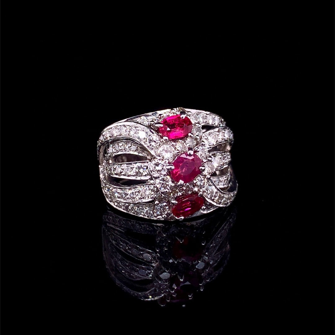 14k Gold 2.83 Ctw Natural Ruby & Diamond Ring - 4