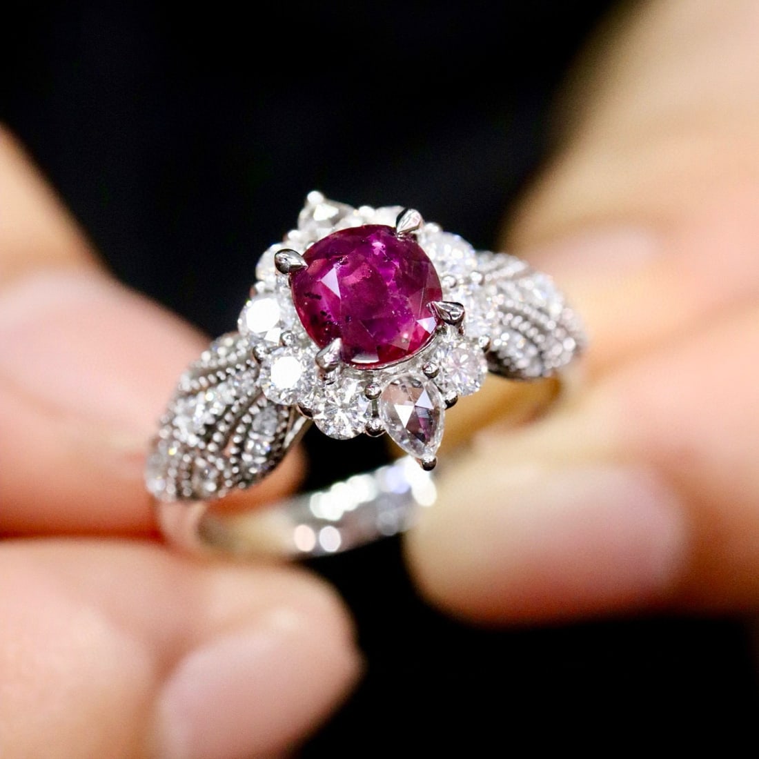 14k Gold 1.59 Ctw Natural Ruby & Diamond Ring - 2