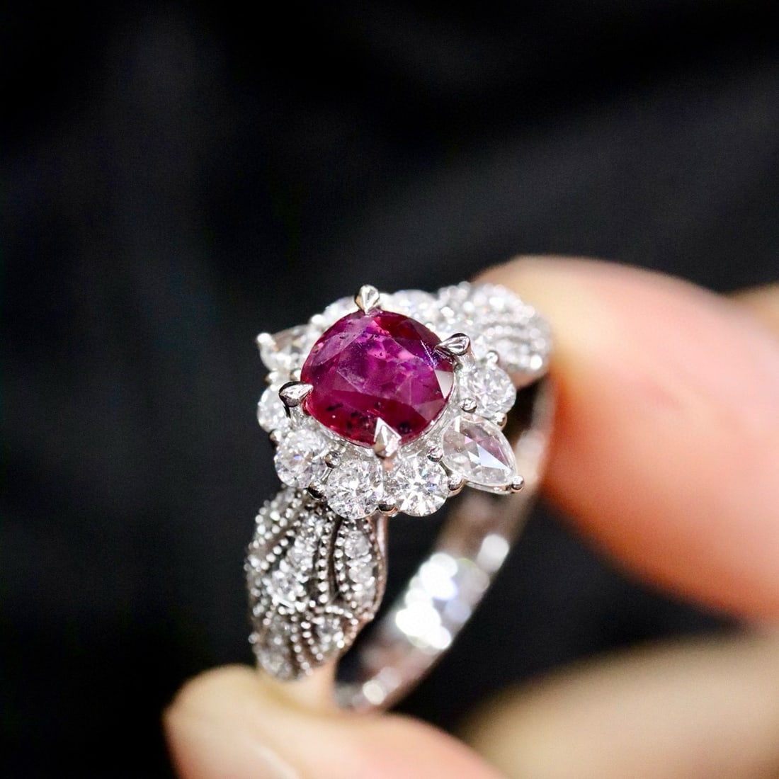 14k Gold 1.59 Ctw Natural Ruby & Diamond Ring - 4