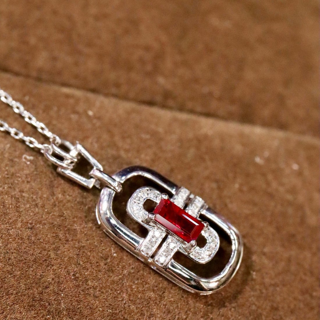 14k Gold 1.11 Ctw Natural Ruby & Diamond Necklace - 2