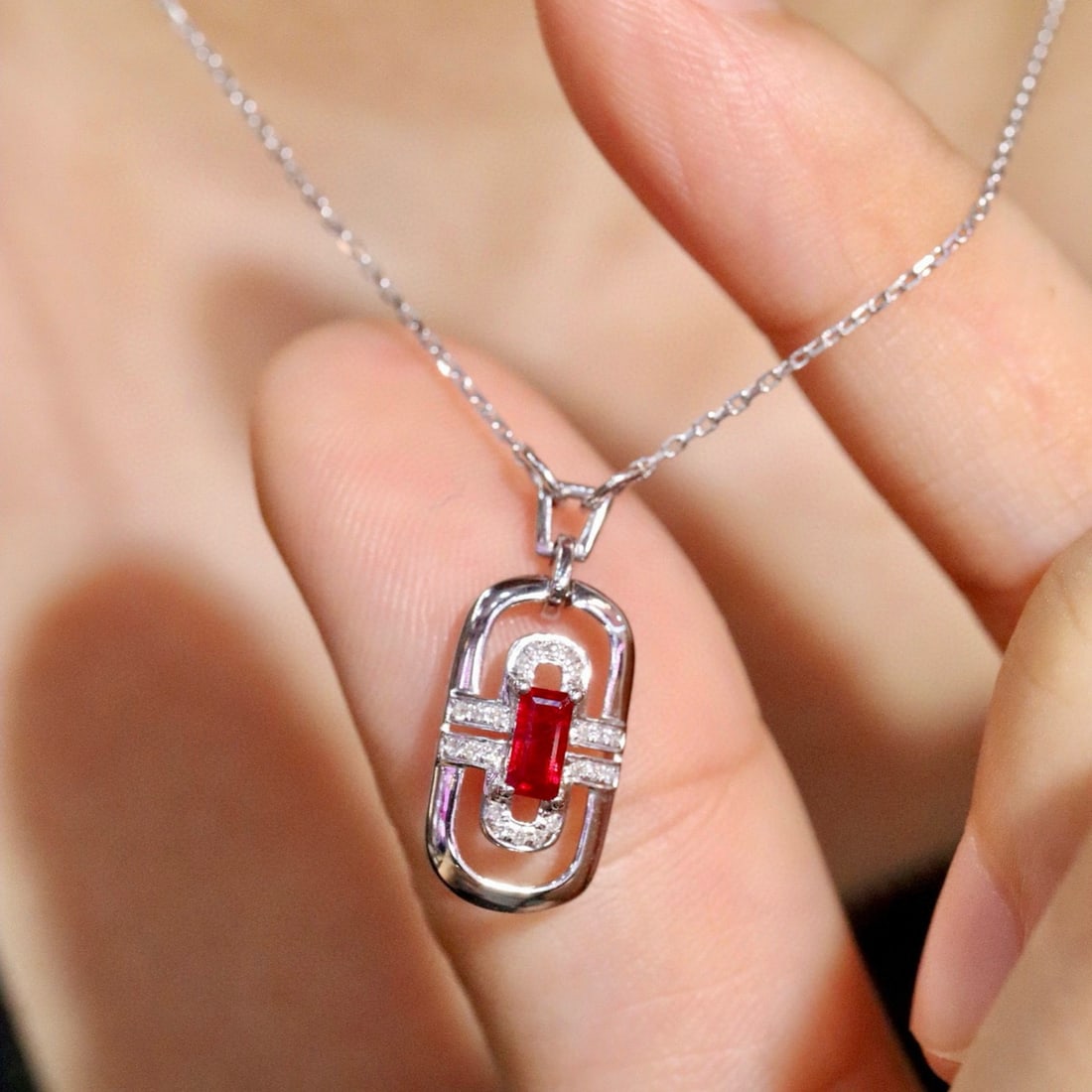 14k Gold 1.11 Ctw Natural Ruby & Diamond Necklace - 4