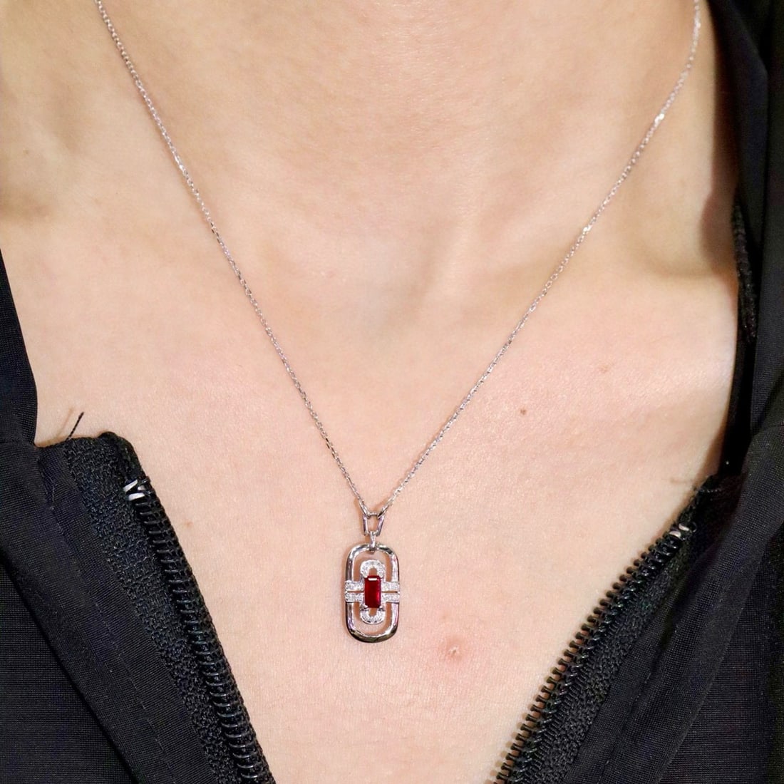 14k Gold 1.11 Ctw Natural Ruby & Diamond Necklace - 5