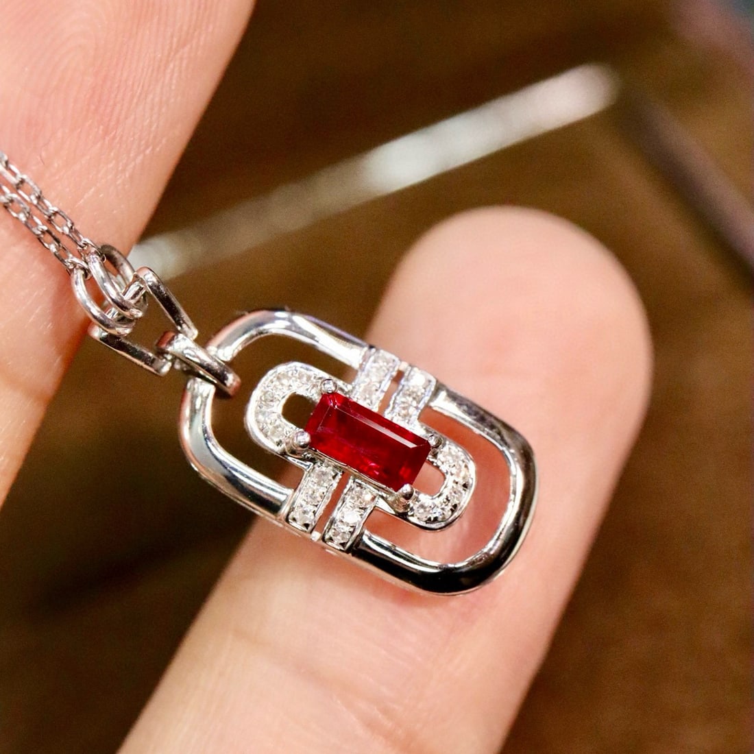 14k Gold 1.11 Ctw Natural Ruby & Diamond Necklace - 6