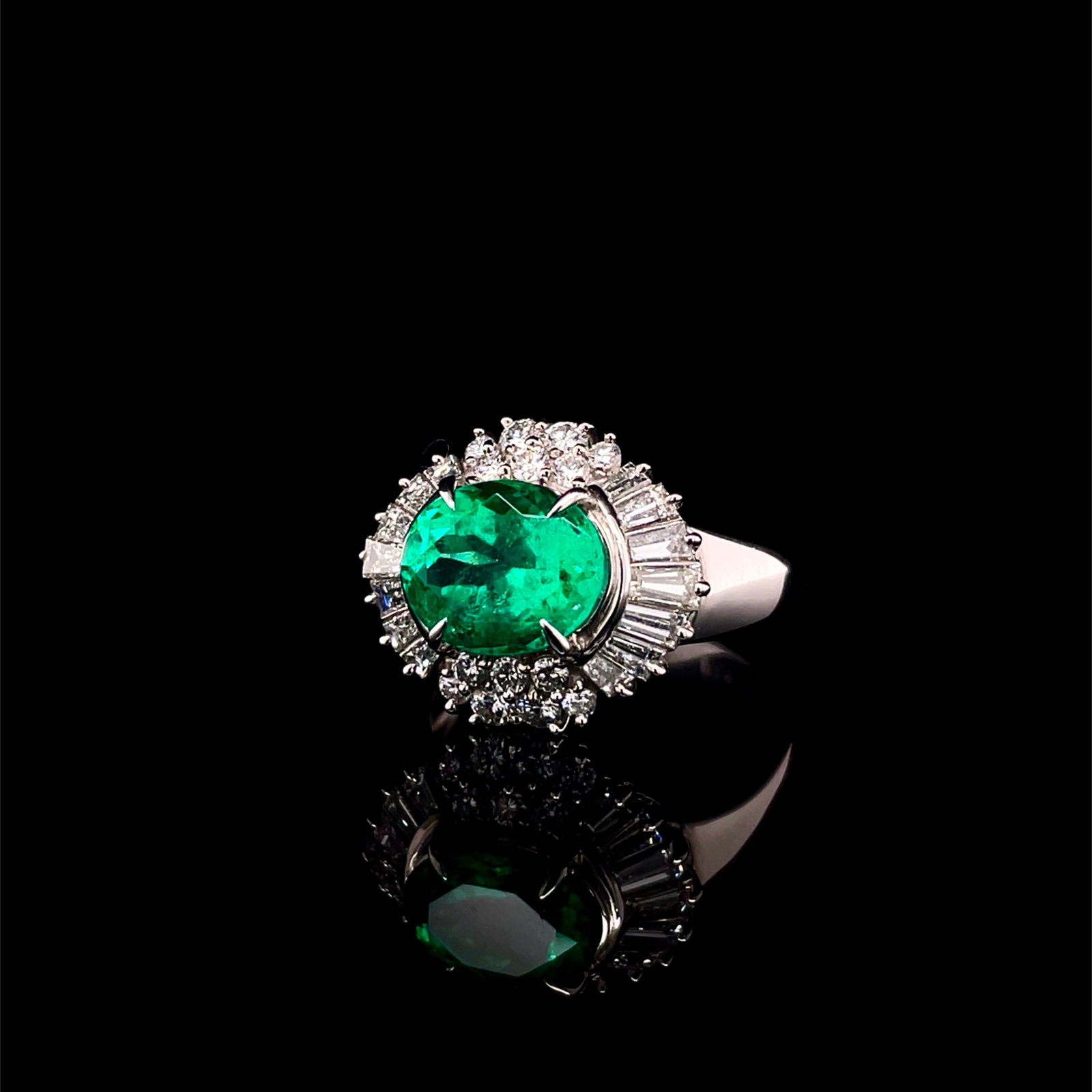 14k Gold 2.97 Ctw Vivid Green Natural Emerald & Diamond Ring - 3
