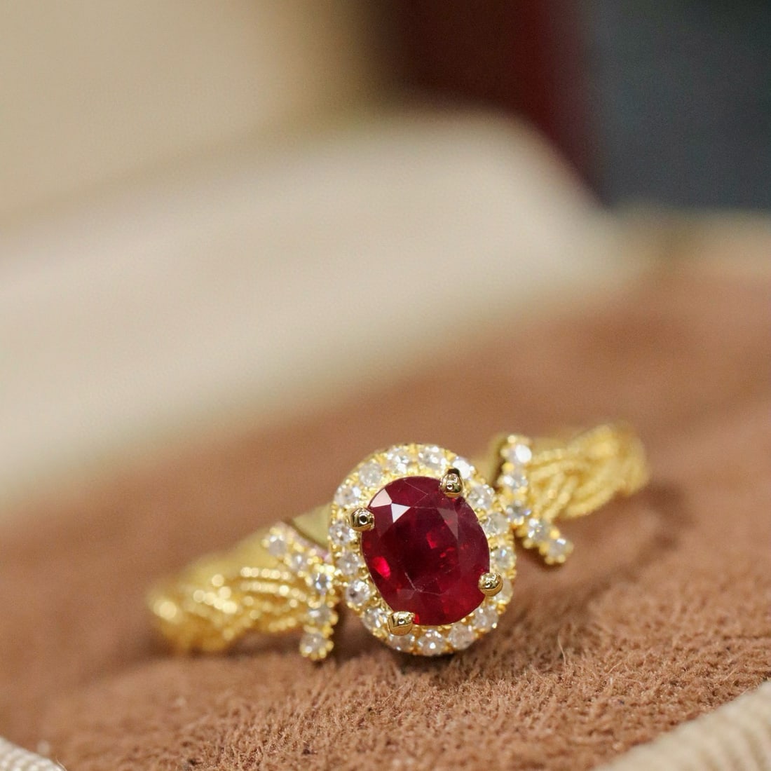 14k Gold 0.50 Ctw Natural Ruby & Diamond Ring - 2